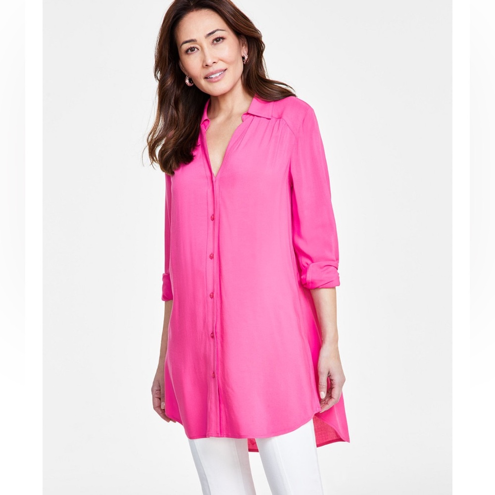 INC International Concepts Fuchsia Button-Down Tunic